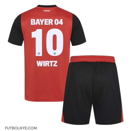 Camiseta Bayer Leverkusen Florian Wirtz #10 Primera Equipación para niños 2024-25 manga corta (+ pantalones cortos)